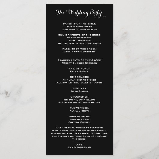 Silver Black Hollywood Glitz Programme de mariage  (Dos)