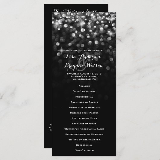 Silver Black Hollywood Glitz Programme de mariage  (Devant / Derrière)