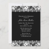 Silver & Black Lace Photo Quinceanera Invitation (Dos)