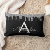 Silver Black Luxury Glitter Glam Monogram Naam Kussen (Deken)