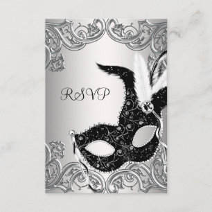 Silver Black Masquerade Party RSVP