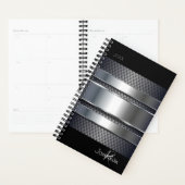 Silver Black Metal Industrial Monogram Planner (Display)