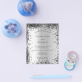 Silver Black metal-uitnodiging voor bruiloft Flyer (Enkel)