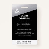 Silver Black Minimaliste moderne | Badge d'ID code (Dos)