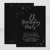 Silver & Black | Moderne et Chic Invitation pour 2 (Devant / Derrière)