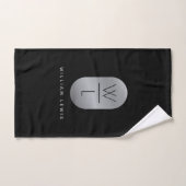 Silver & Black Monogram Modern minimalist Bad Handdoek (Handdoek)
