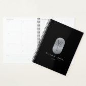Silver & Black Monogram Modern minimalist Planner (Display)