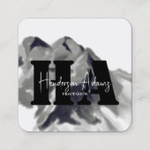 Silver Black Mountains Abstract Signature Monogram Vierkante Visitekaartje (Voorkant)