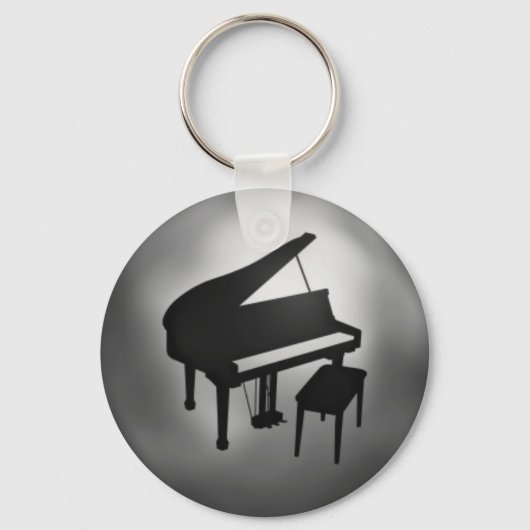 Silver Black Piano Student Gift Sleutelhanger (Voorkant)