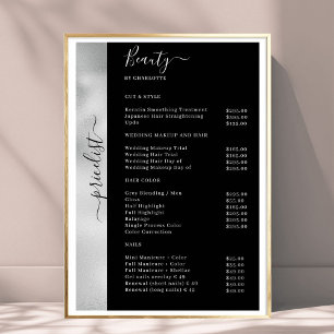 Silver Black Pricelist Salon Poster