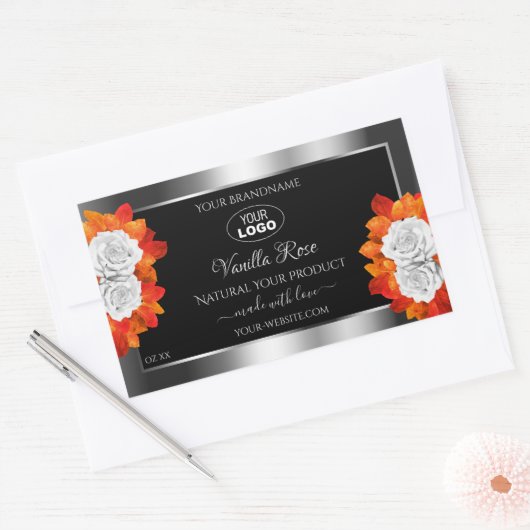 Silver Black Product Label Oranje White Roses Logo (Envelop)