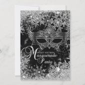 Silver Black Snowflake Masquerade Sweet 16 Kaart (Voorkant)