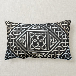 Silver Black Square Shapes Celtic Knotwork Pattern Kussen