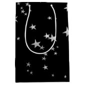 Silver Black Stars Medium Cadeauzakje (Voorkant)