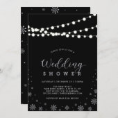 Silver & Black String Lights Winter Wedding Shower Kaart (Voorkant / Achterkant)