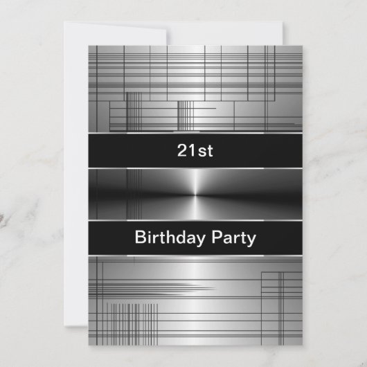 Silver Black Stripes Mans 21e verjaardag Kaart (Voorkant)