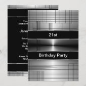 Silver Black Stripes Mans 21e verjaardag Kaart (Voorkant / Achterkant)