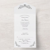 Silver Black White Flourish formeel huwelijk All In One Uitnodiging (Binnen)