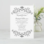 Silver Black White  Vlourish Formal Wedding Kaart (Staand voorkant)