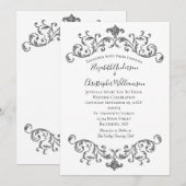 Silver Black White  Vlourish Formal Wedding Kaart (Voorkant / Achterkant)