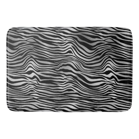 Silver Black Zebra Print Badmat (Voorkant)