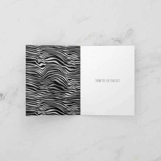 Silver Black Zebra Print Bedankkaart (Binnen)
