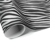 Silver Black Zebra Print Cadeaupapier (Rol Hoek)