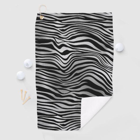 Silver Black Zebra Print Golfhanddoek (Insitu)