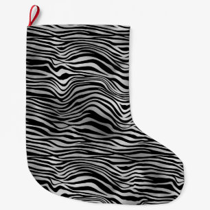 Silver Black Zebra Print Grote Kerstsok