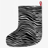 Silver Black Zebra Print Grote Kerstsok (Achterkant)