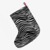 Silver Black Zebra Print Grote Kerstsok (Achterkant (Hangend))