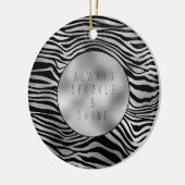 Silver Black Zebra Print Keramisch Ornament (Links)