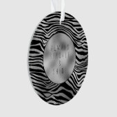 Silver Black Zebra Print Ornament (voorkant)