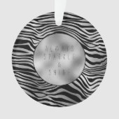 Silver Black Zebra Print Ornament (voorkant)