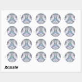 Silver Blanc Bleu Vert ~ Sticker rond classique (Feuille)