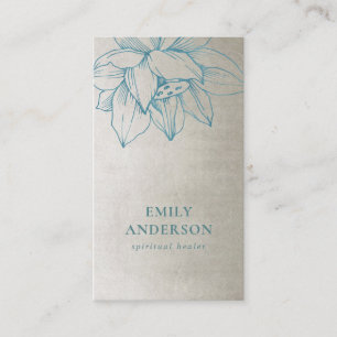 SILVER BLAUWGROEN BLUE LOTUS SIMPLE REIKI SPIRITUE VISITEKAARTJE