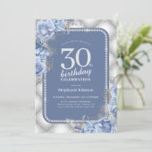 Silver Blue 30th Birthday Invitation (Debout devant)