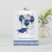 Silver blue ballonnen, mortar Graduation Party Kaart (Staand voorkant)