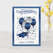 Silver Blue Balloons Mortar Pet Diploma Afstuderen Kaart (Gele Bloem)