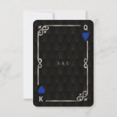 Silver Blue Casino Vegas Song Request Wedding RSVP Kaartje (Achterkant)