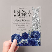 Silver Blue Dress Brunch en Bubble Vrijgezellenfee Acryl Uitnodigingen (Insitu (Draagbaar))