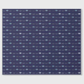 Silver Blue Evil Eye Eyelashes Nazar Mati Pattern Cadeaupapier (Vlak)