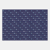 Silver Blue Evil Eye Eyelashes Nazar Mati Pattern Inpakpapier Vel (Voorkant 2)