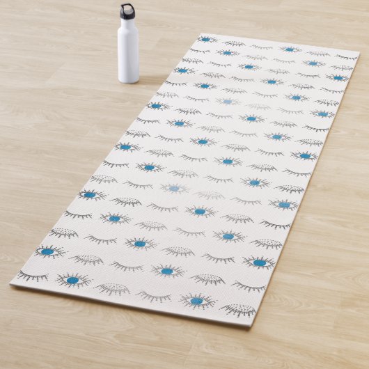 Silver Blue Evil Eye Eyelashes Nazar Mati Pattern Yogamat (In situ)