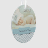 Silver Blue Faux Glitter Baby eerste kerstfoto Ornament (voorkant)