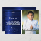 Silver Blue First Holy Communion Garçon Merci (Devant / Derrière)