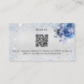 Silver Blue Floral bruiloft website RSVP QR code Informatiekaartje (Achterkant)