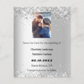 Silver blue floral foto Save the Date bruiloft (Achterkant)