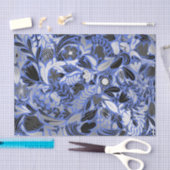 Silver Blue Floral Leaves Illustration Pattern Tissuepapier (Craft)