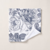 Silver Blue  Flowers Pattern Bath Towel Set Bad Handdoek (Wasdoekje)